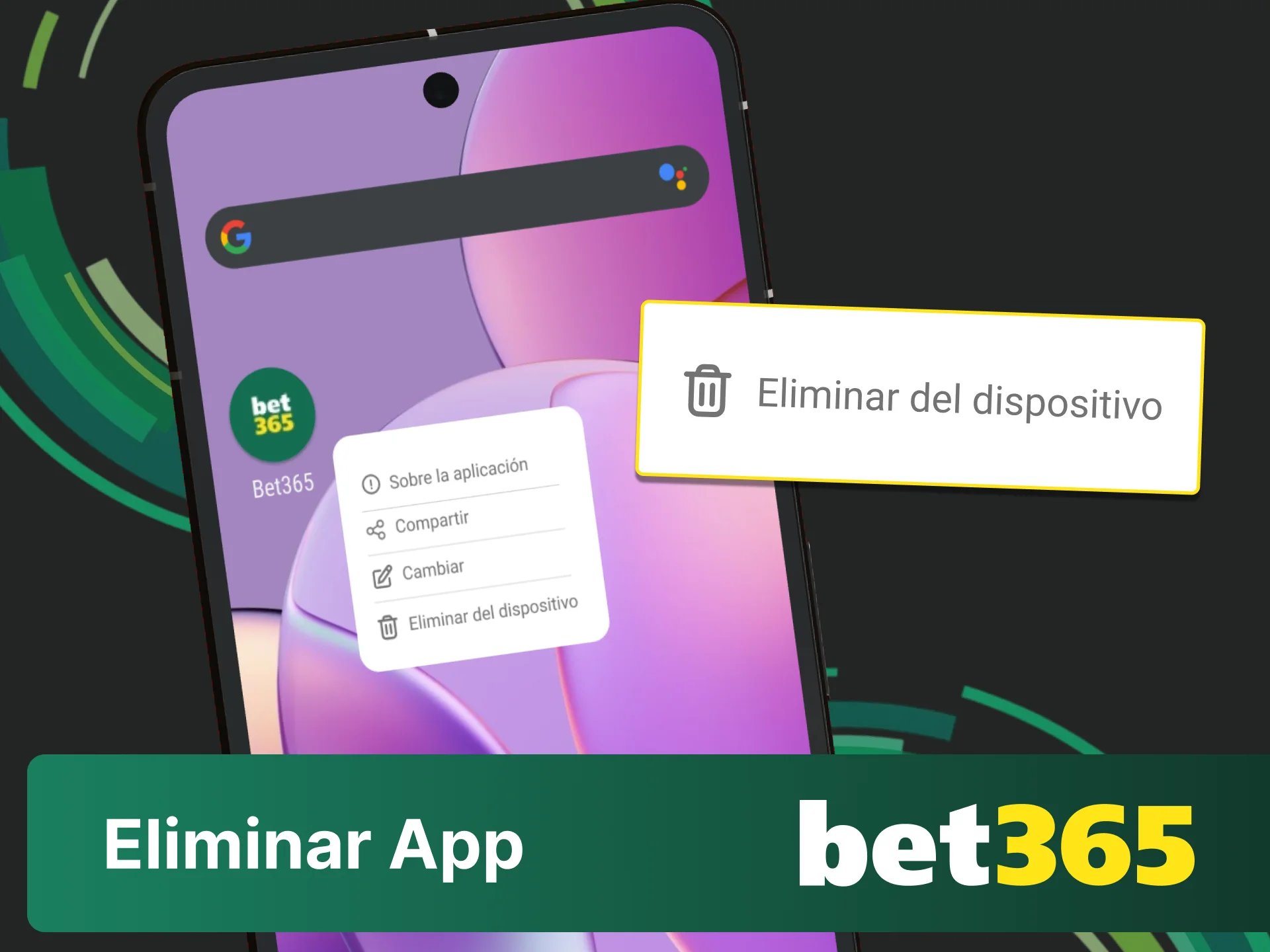 Elimina la app de Bet365 mantenida en la pantalla principal de tu teléfono.