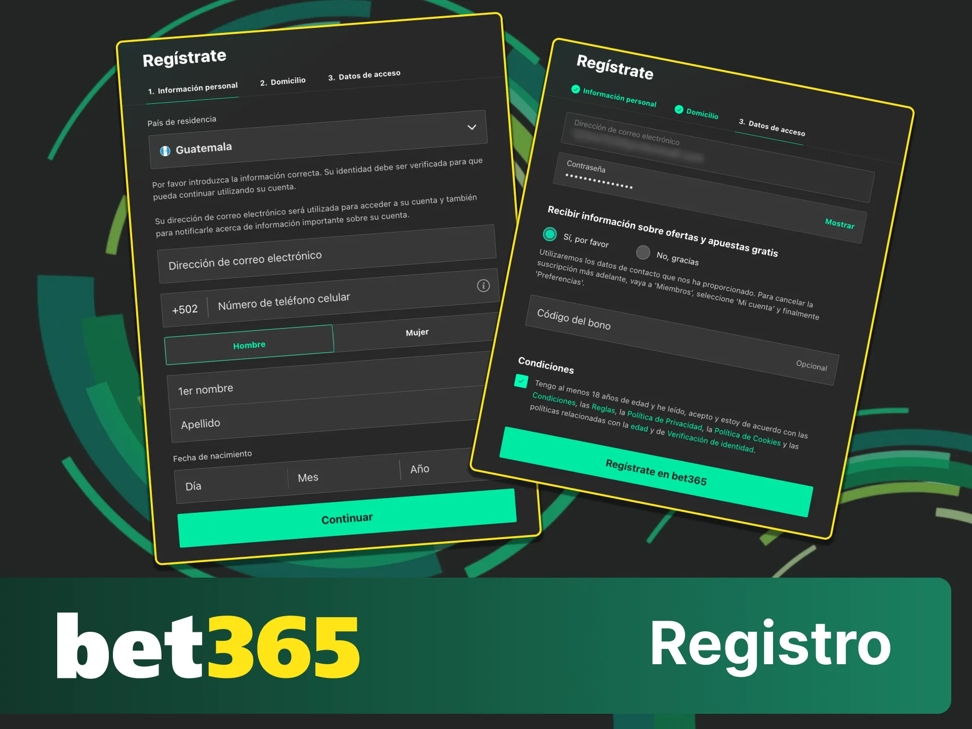 Regístrate en Bet365 y activa tu cuenta para jugar en Guatemala.