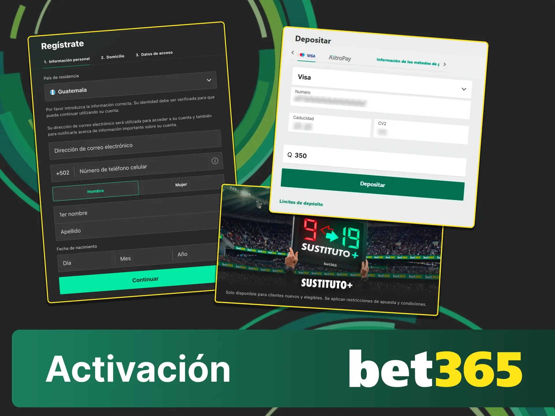 Sigue los pasos para la activación de bonos en Bet365 desde Guatemala.