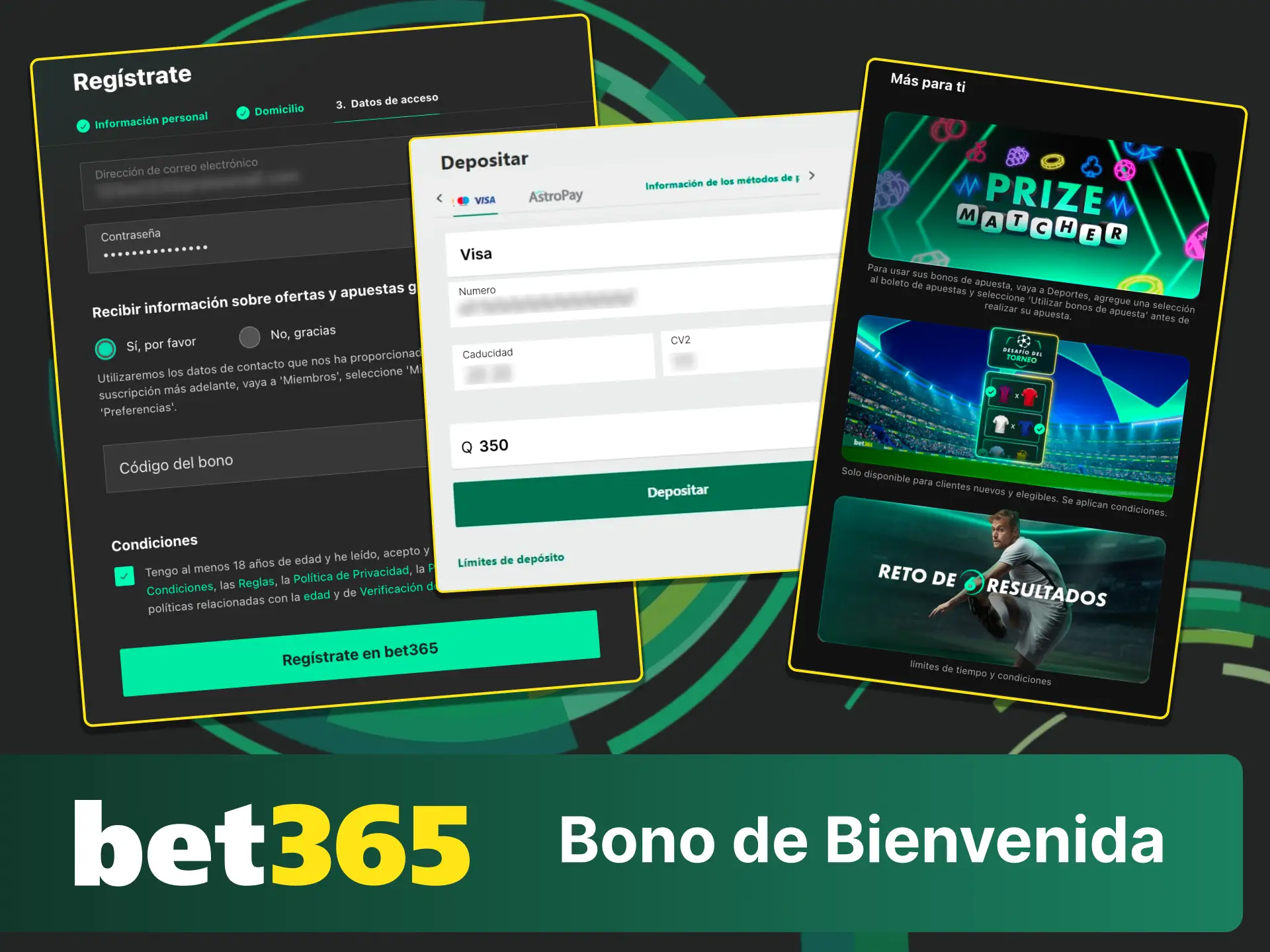 Revisa la información sobre los bonos de bienvenida en Bet365 hoy.