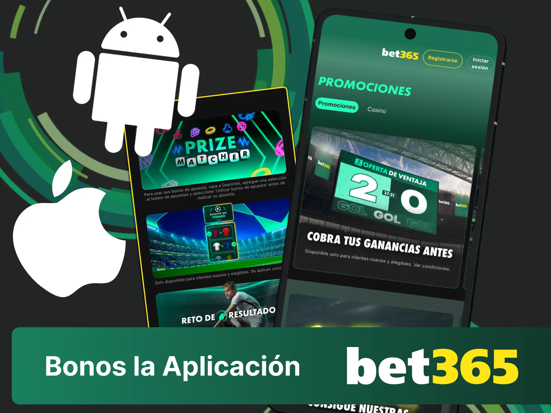 Reclama bonos desde la aplicación Bet365 y activa tus premios fácilmente.
