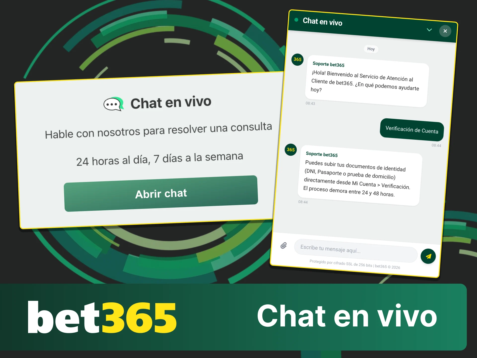 Contacta a un agente en el chat en vivo de Bet365 y recibe ayuda rápida.