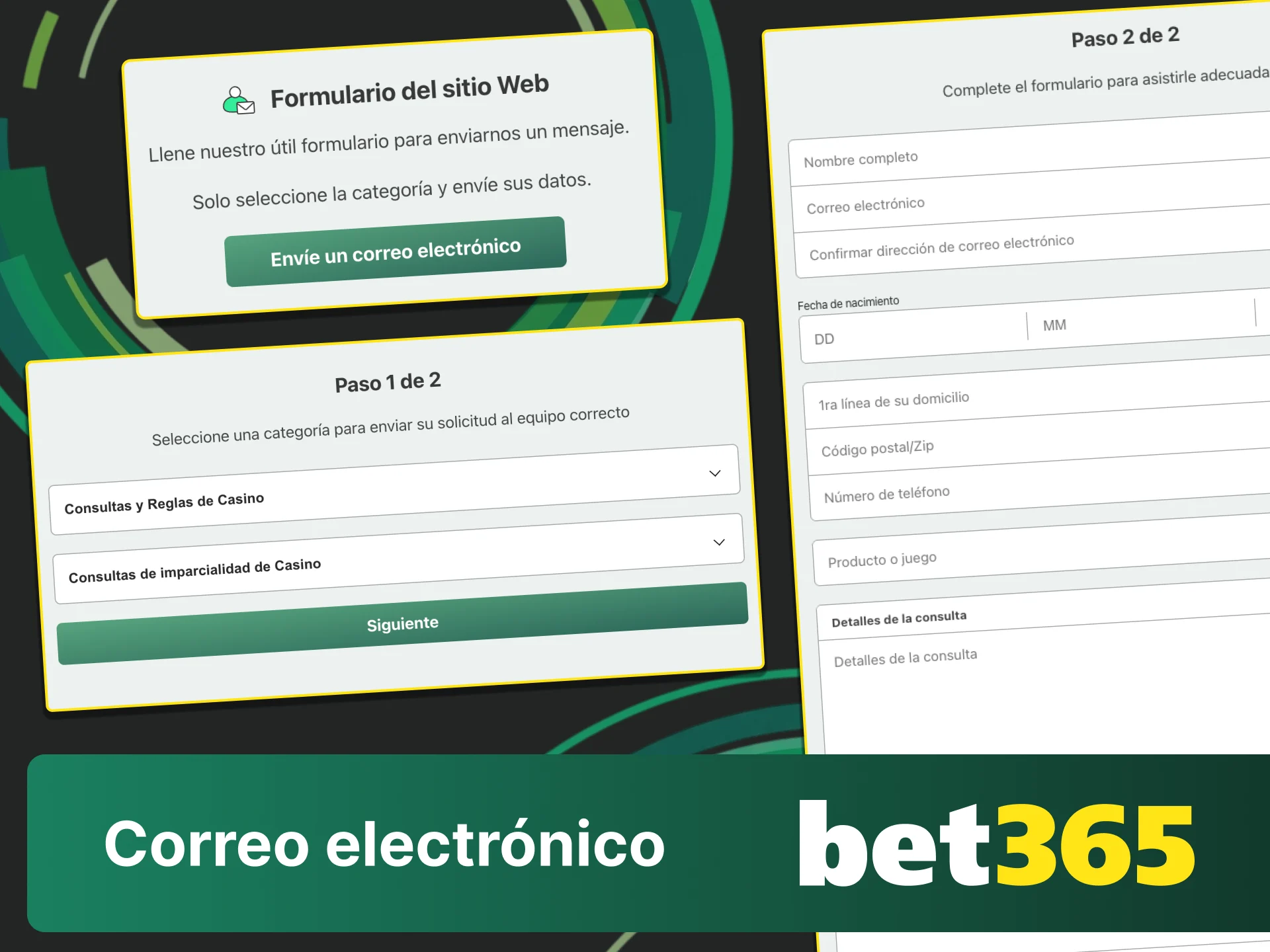 Envía un correo electrónico a Bet365 para consultas detalladas sobre tu cuenta.