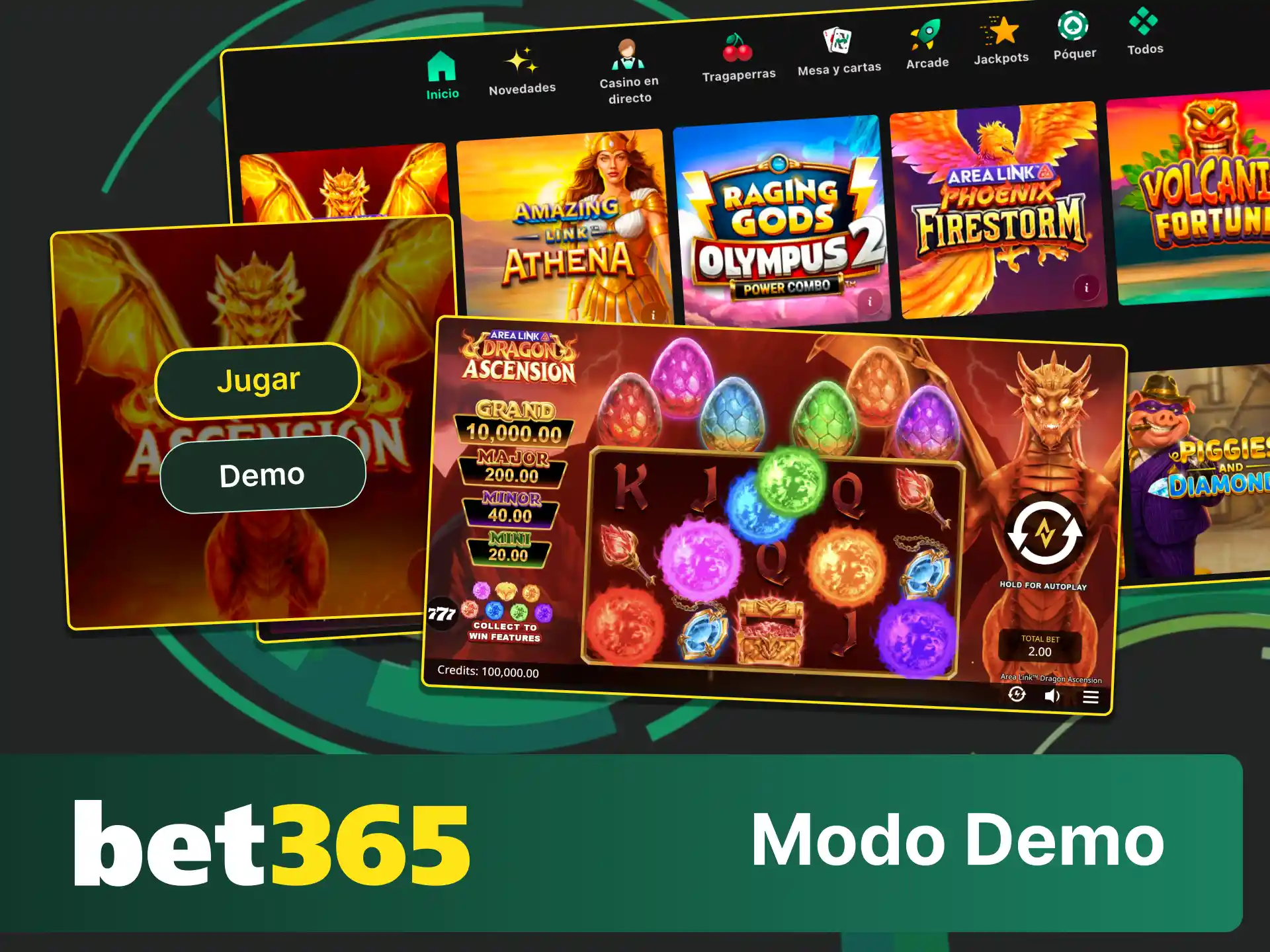 Prueba el modo demo en Bet365 y juega con saldo virtual.