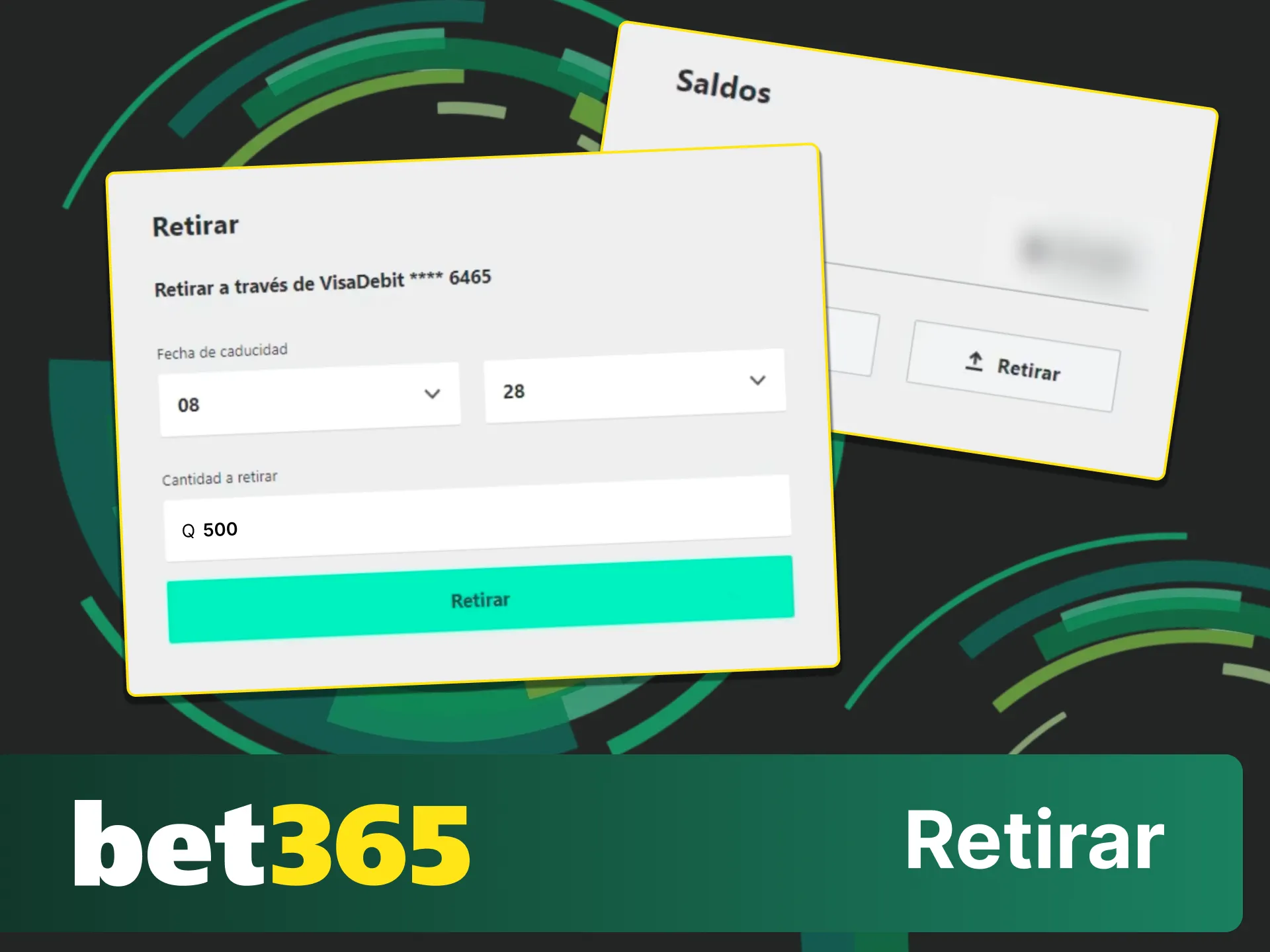 Ingresa el monto a retirar en la sección de caja de Bet365 hoy.
