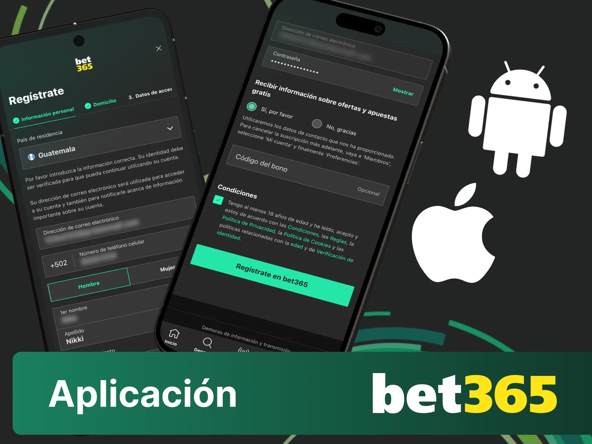 Descarga la aplicación móvil de Bet365 y completa tu registro en pocos pasos.