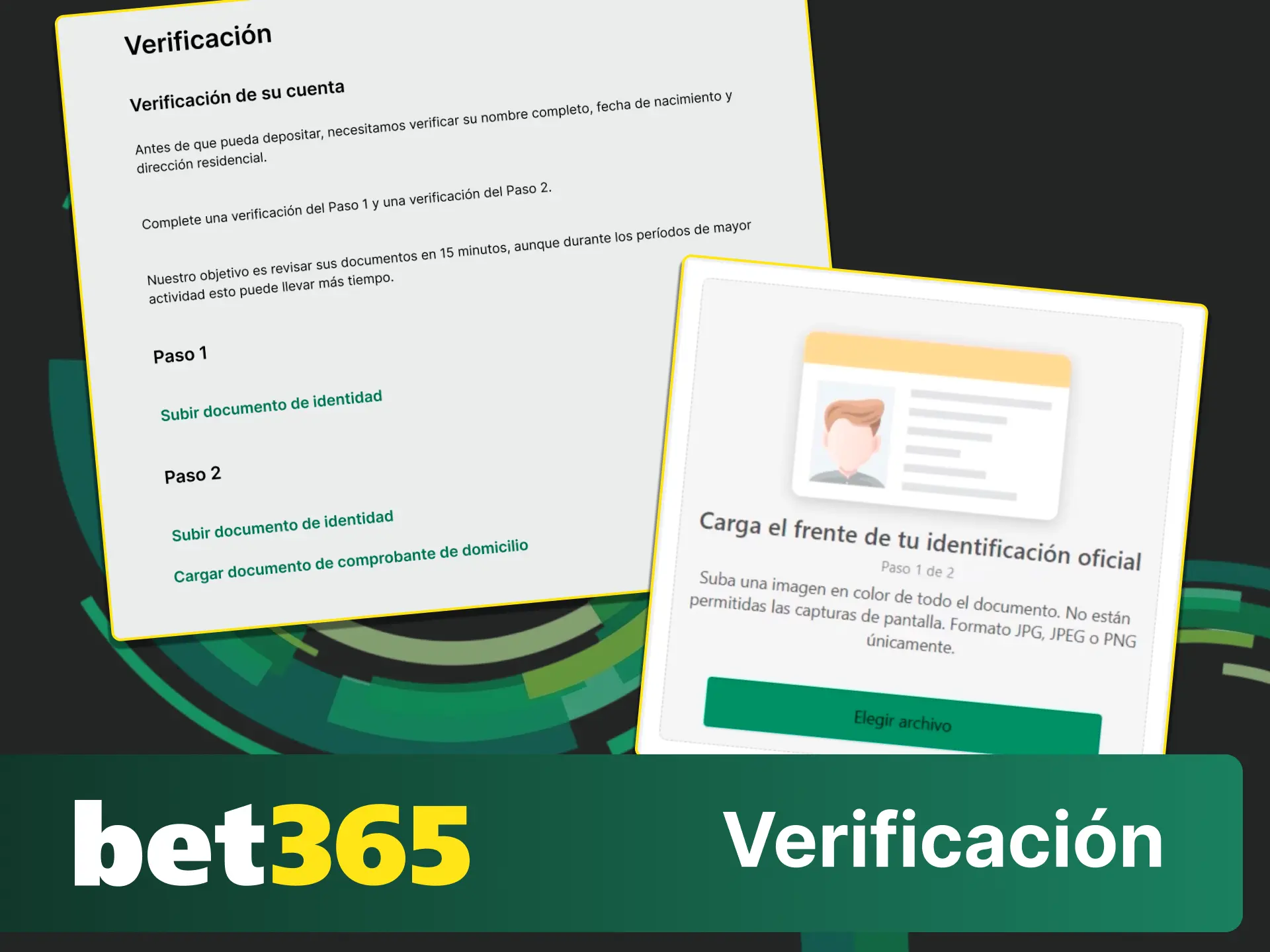 Sube tus documentos para la verificación de cuenta en Bet365 fácilmente.